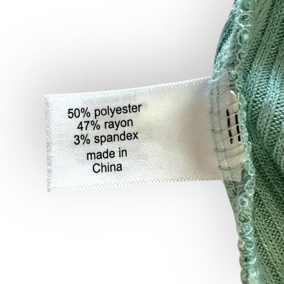 Lane Bryant Classic Long-Sleeve V-Neck Polo Ribbed Tee 22/24 Aqua Mint Green - Picture 6 of 8